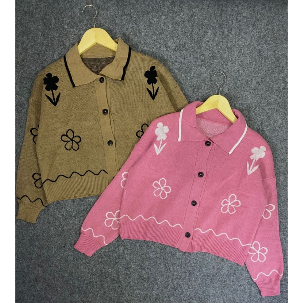 cardigan motif bunga