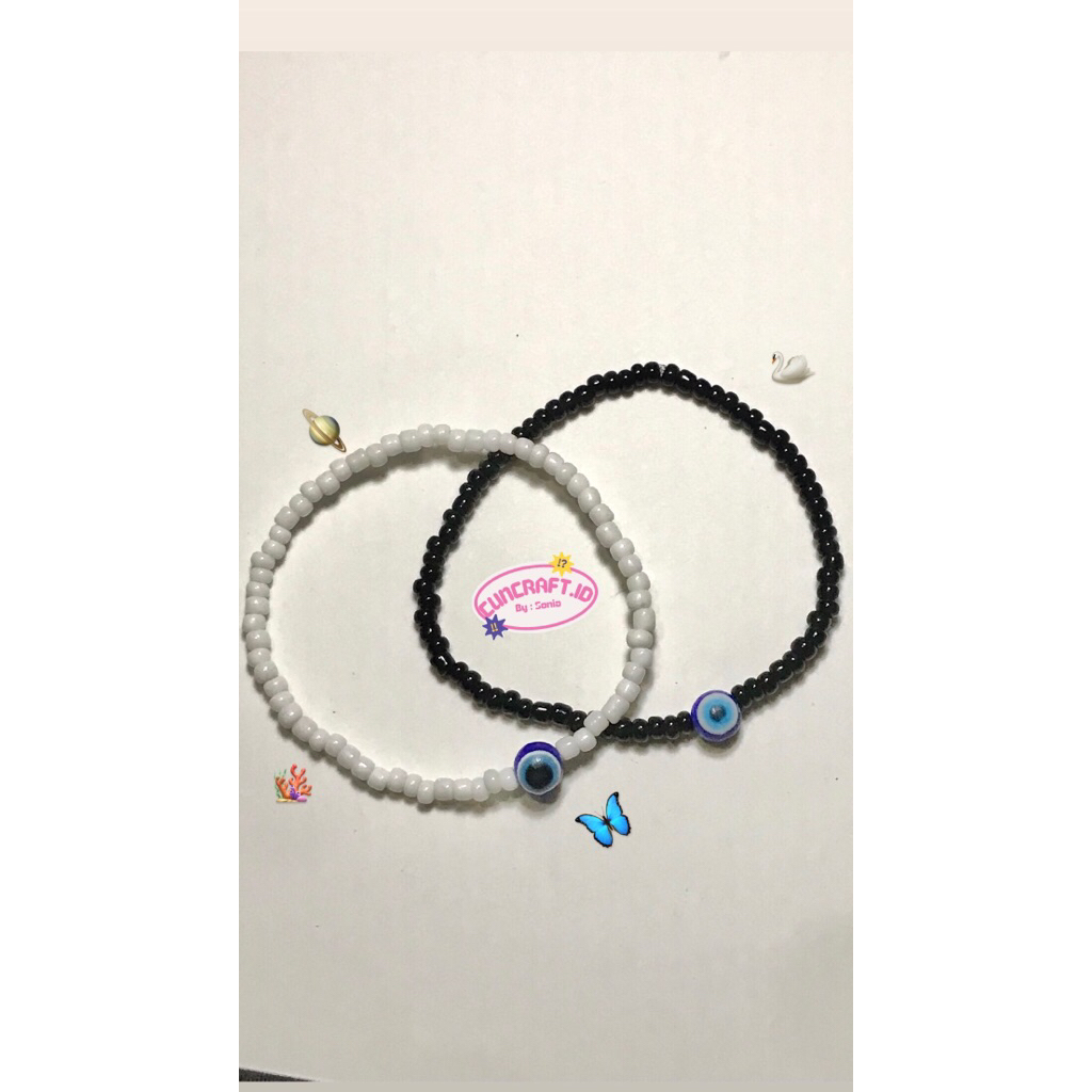 Gelang Manik-manik Karet Evil Eye Blue