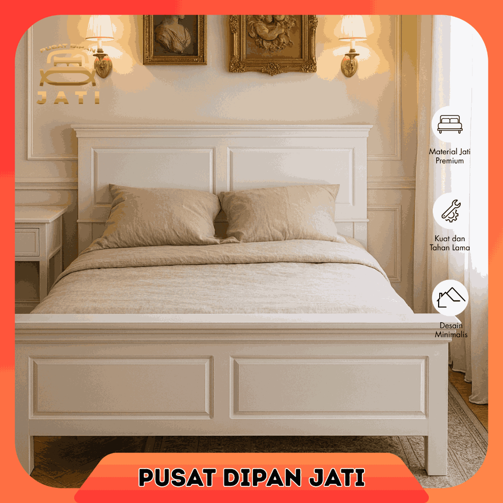 Dipan Putih Jati Finishing Duco Divan Tempat Tidur Anak Dipan Duco140x200 Modern Minimalist Ranjang