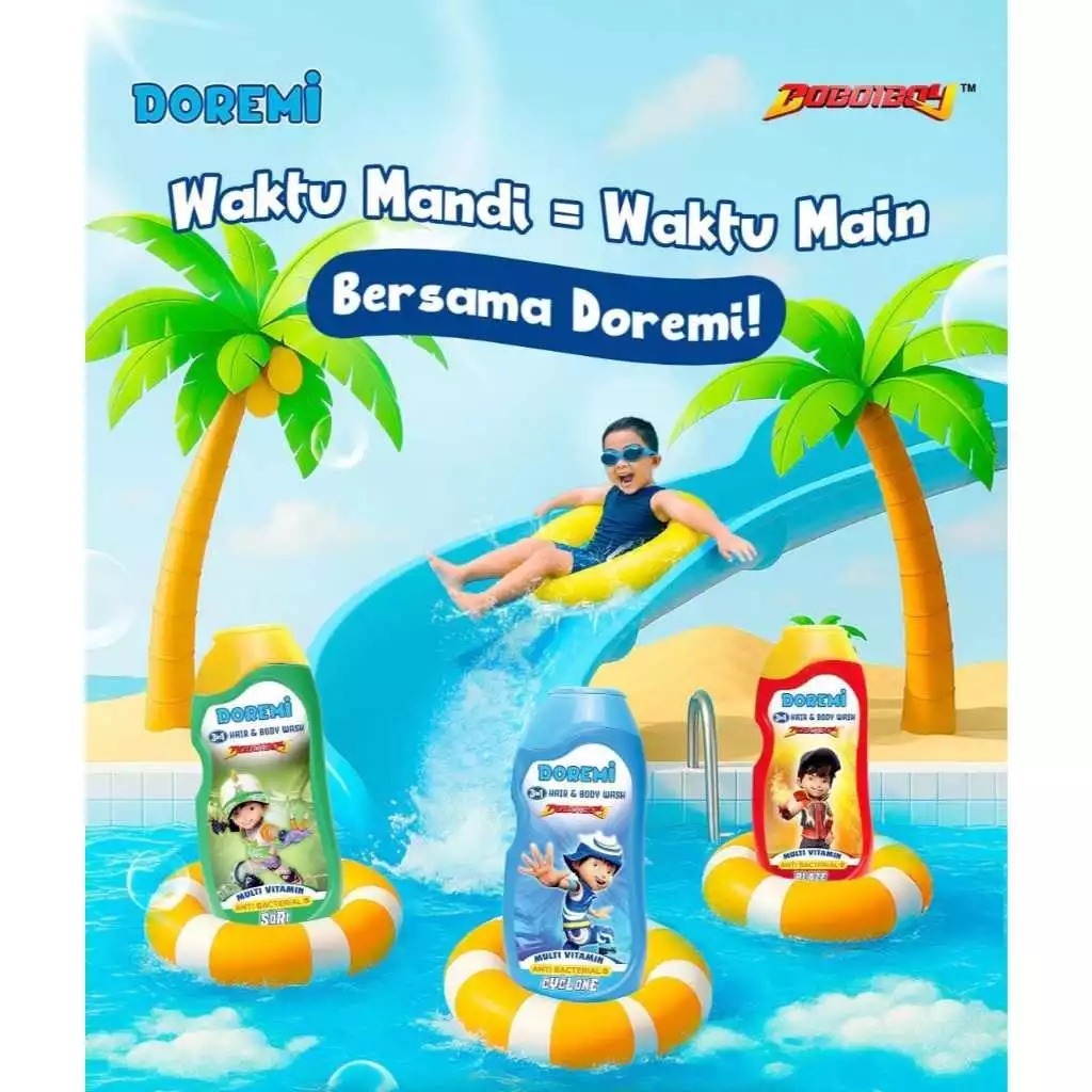 DOREMI 3 In 1 Hair & Body Wash Boboiboy Multi Vitamin Anti Bacterial 200ml