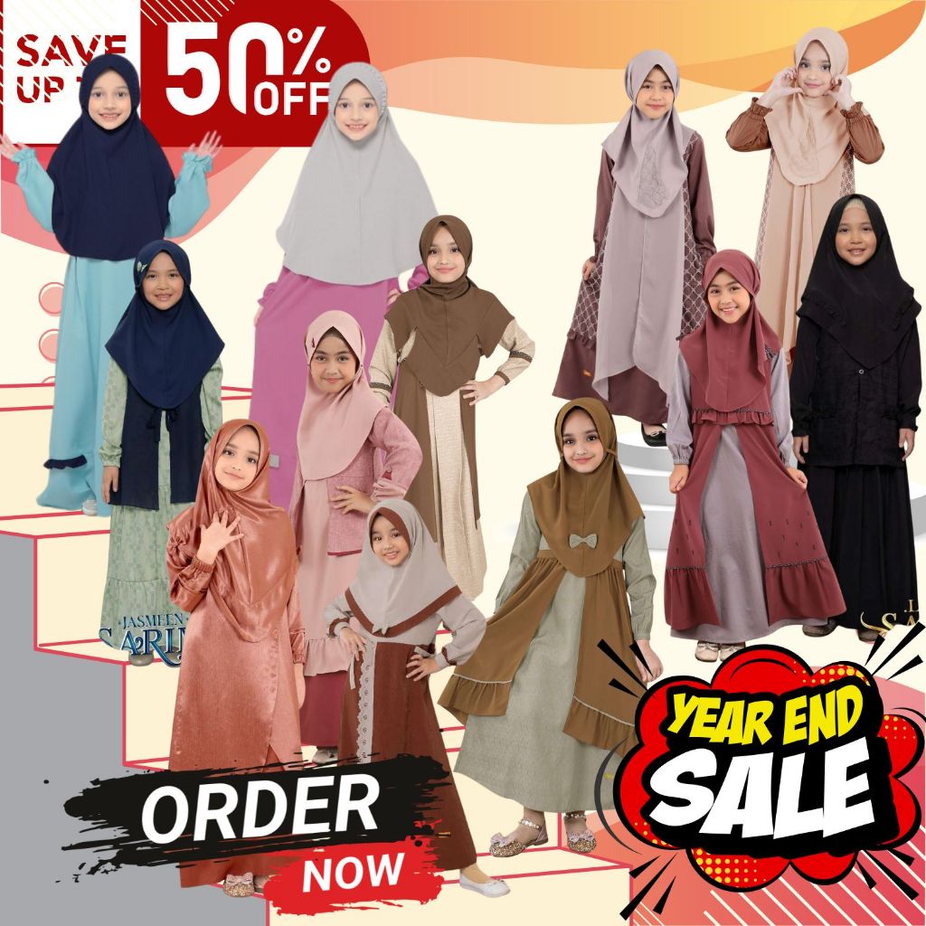 Gamis Set Khimar Anak NIBRAS Promo BIG SALE Akhir Tahun / Baju Anak Promo Sale Akhir Tahun