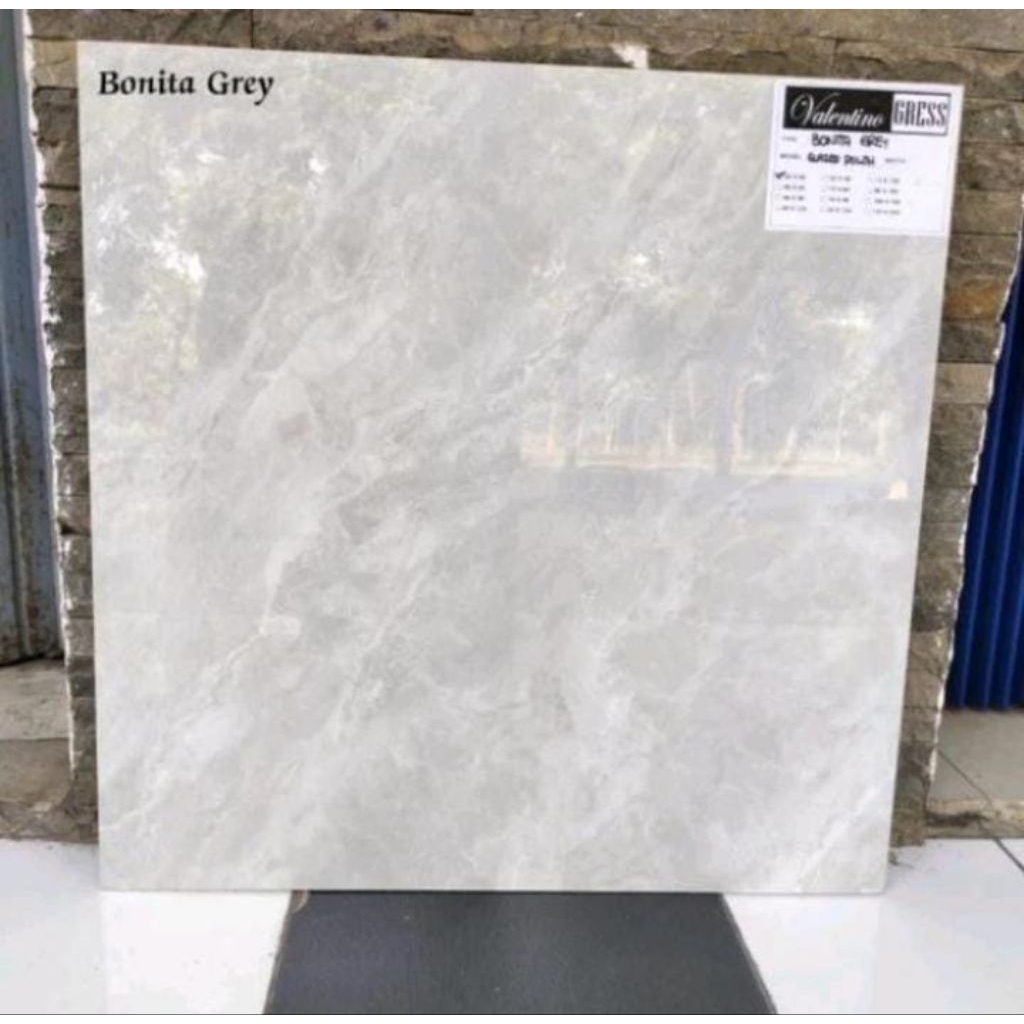 granit lantai Glossy 60x60 Bonita grey || Valentino