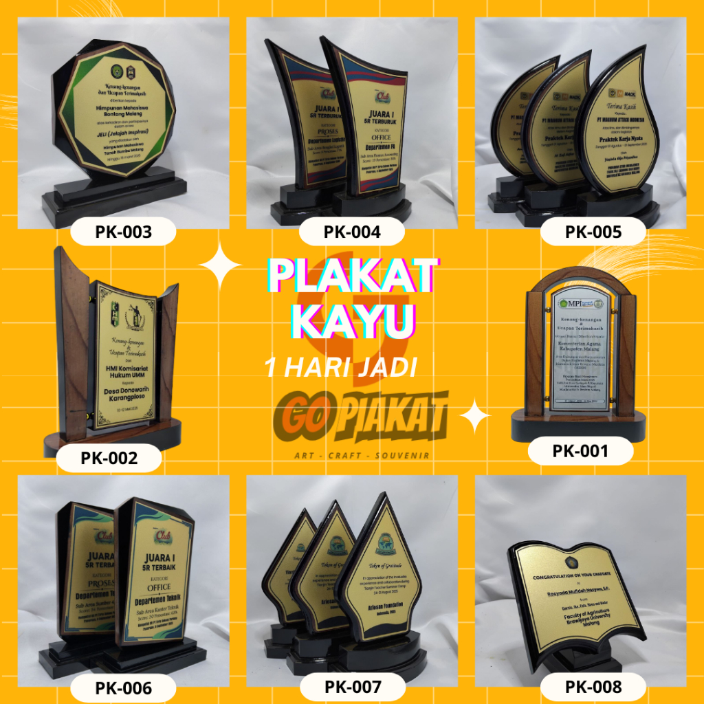 Plakat Kayu Kenang Kenangan Ucapan Terima Kasih || Plakat Kayu Kenang Kenangan Wisuda KKN PKL