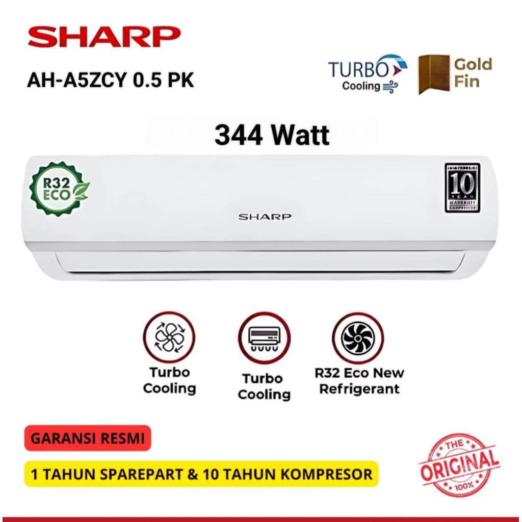 AC SHARP AH-A5ZCY 1/2 PK FREON R32 (GARANSI RESMI)