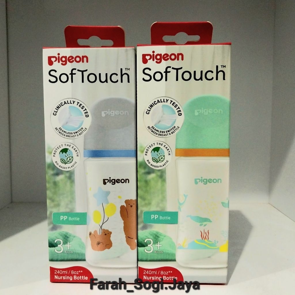 Pigeon Nursing Bottle Soft Touch Wide Neck with Nipple 240ml | Dot Bayi Leher Lebar lengkap Puting