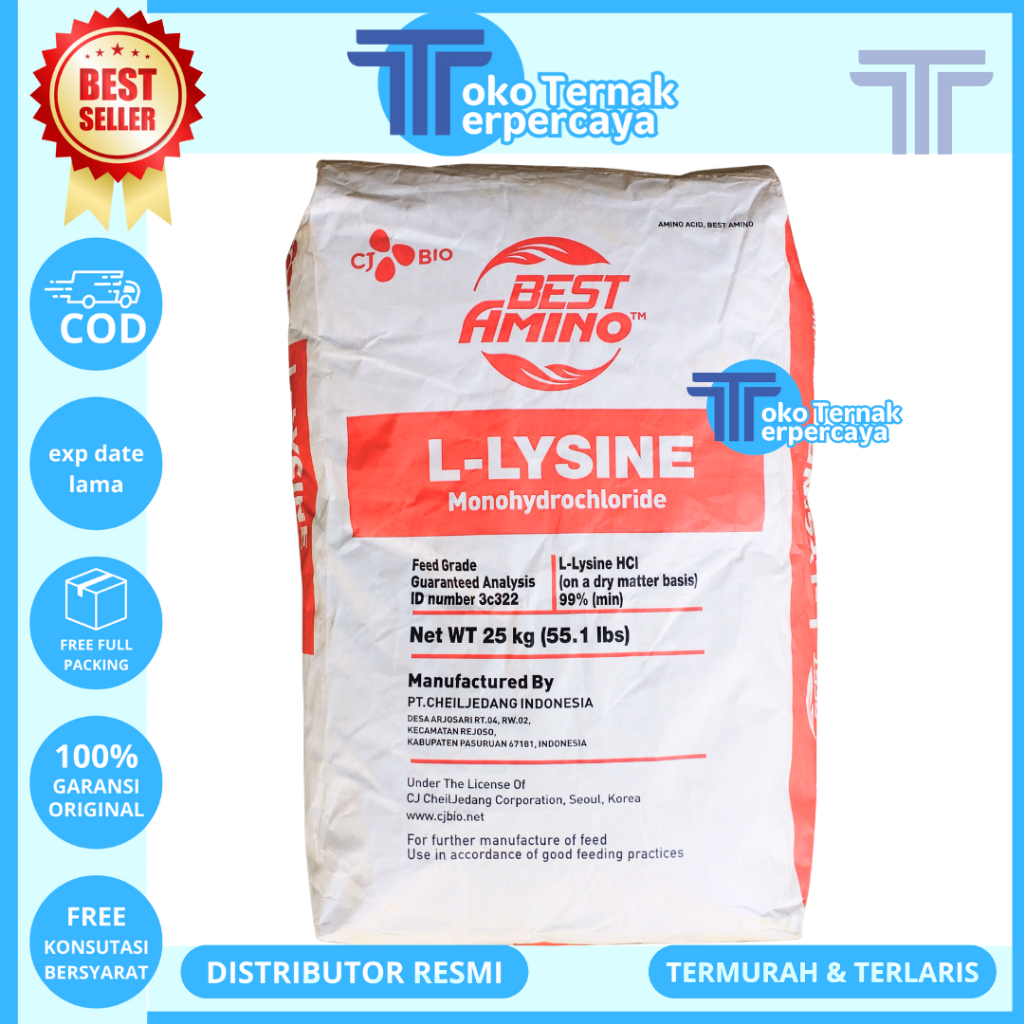 LYSINE 25 KG 1 SAK BESTAMINO CHEIL JEDANG - Suplemen Hewan Asam Amino Ternak Unggas Ruminansia Babi