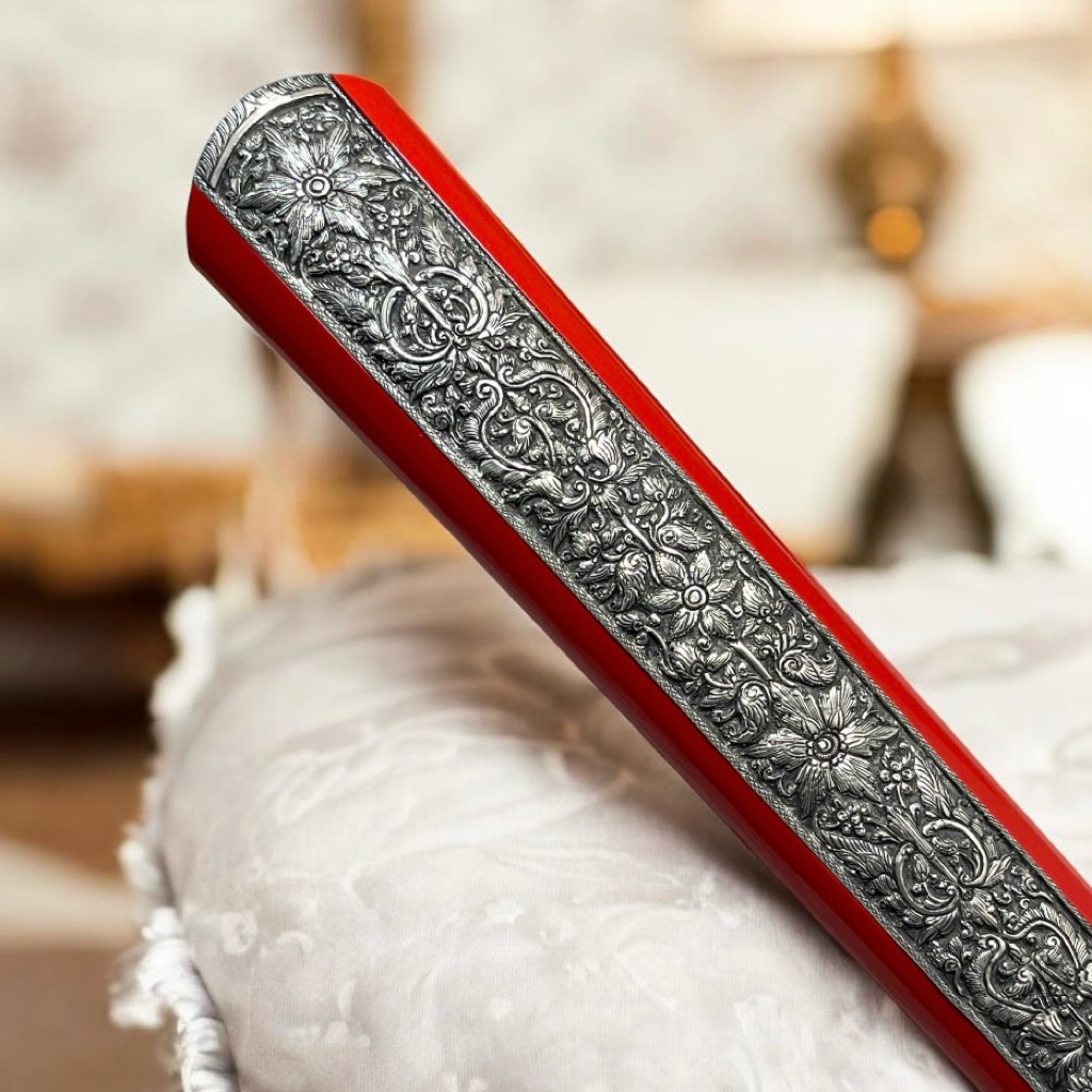 Pendok Keris Jogja Slorok Perak Asli Kemalo Tatahan Purbonegaran kemalo Merah Serlak