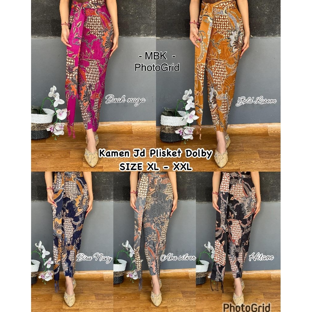KAMEN PLISKET DOLBY MOTIF BATIK RIRIS SET SELENDANG