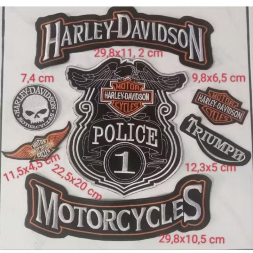 PATCH BORDIR  BESAR SET BORDIR  MOTOR KEREN JAHITAN PUNGUNG JAKET