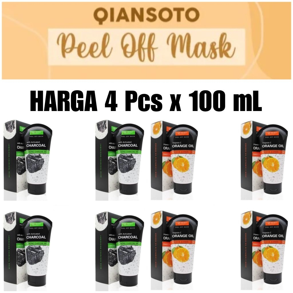 Qiansoto Peel Off Masker 4 pcs x 100mL - Charcoal / Orange Oil - Masker Wajah Lumpur