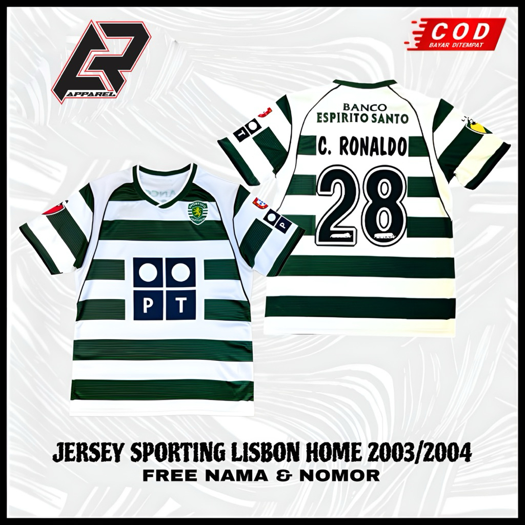RETRO JERSEY BOLA VINTAGE SPORTING LISBON HOME 2002/2003 GRADE AAA HIGH QUALITY