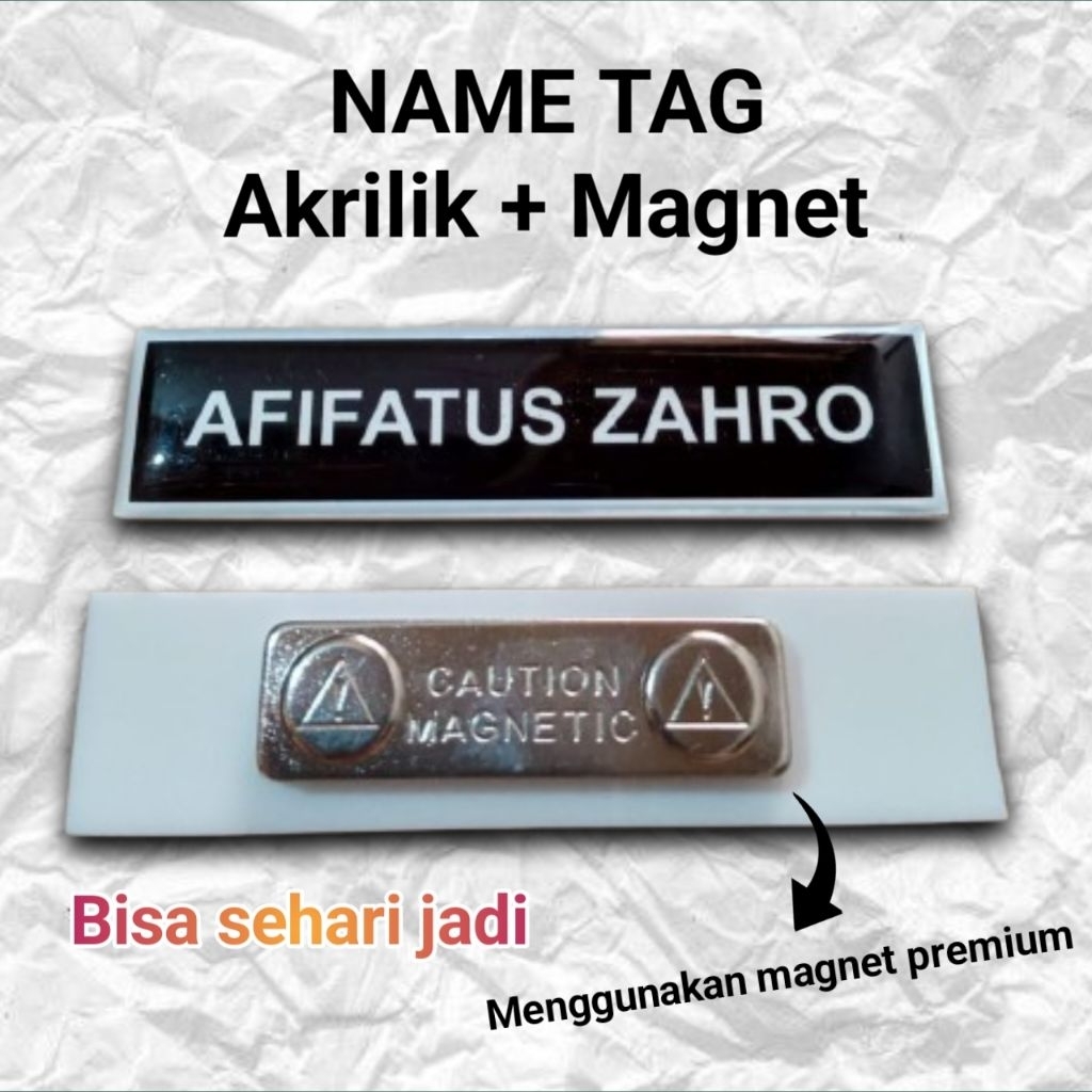 Name Tag / Nama Dada Akrilik Magnet Nama Pin Akrilik Nama Tag Custom