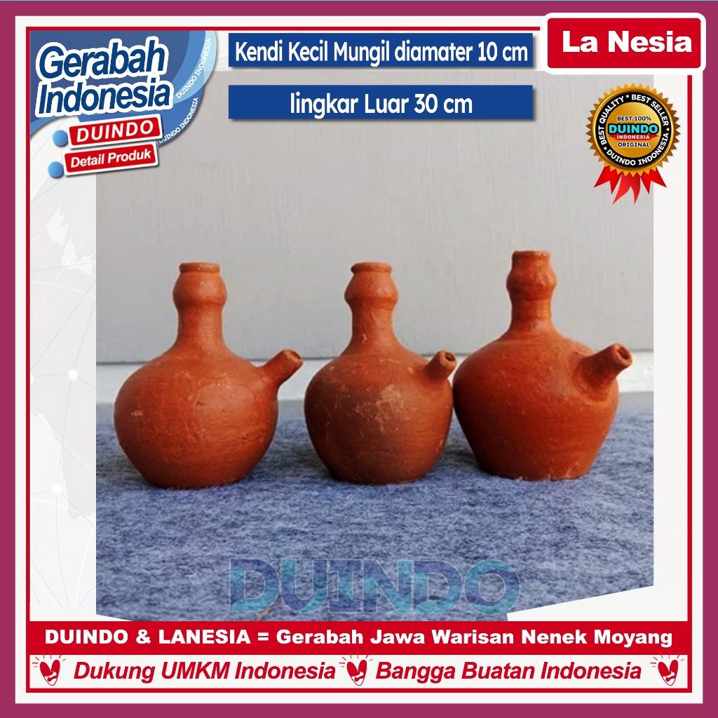Lanesia - Kendi Kecil Tanah Liat Diameter 10 cm Kendi Sajen