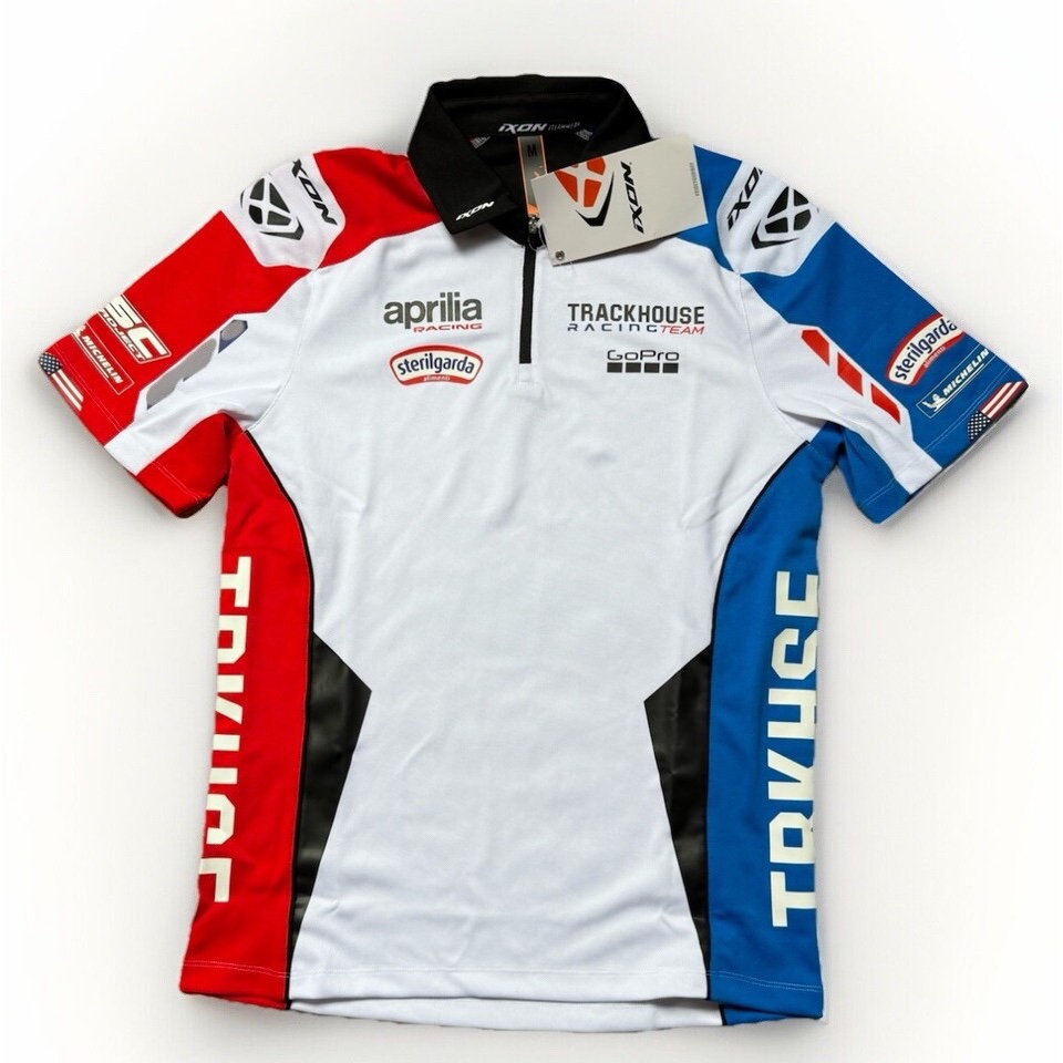 Trackhouse Aprilia Racing Team Polo. Kaos Polo Unisex. Official MotoGP Merchandise