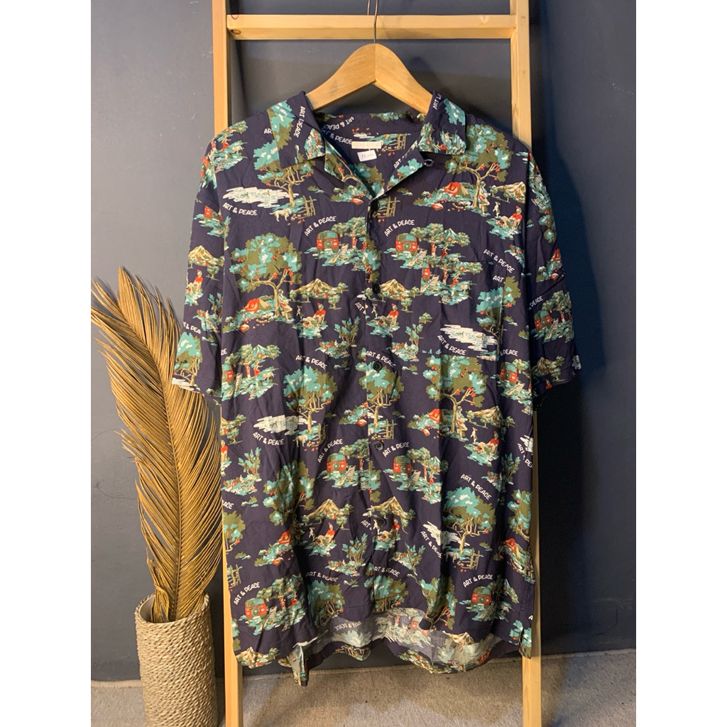 Kemeja Open Collar Gu Uniqlo Second Original