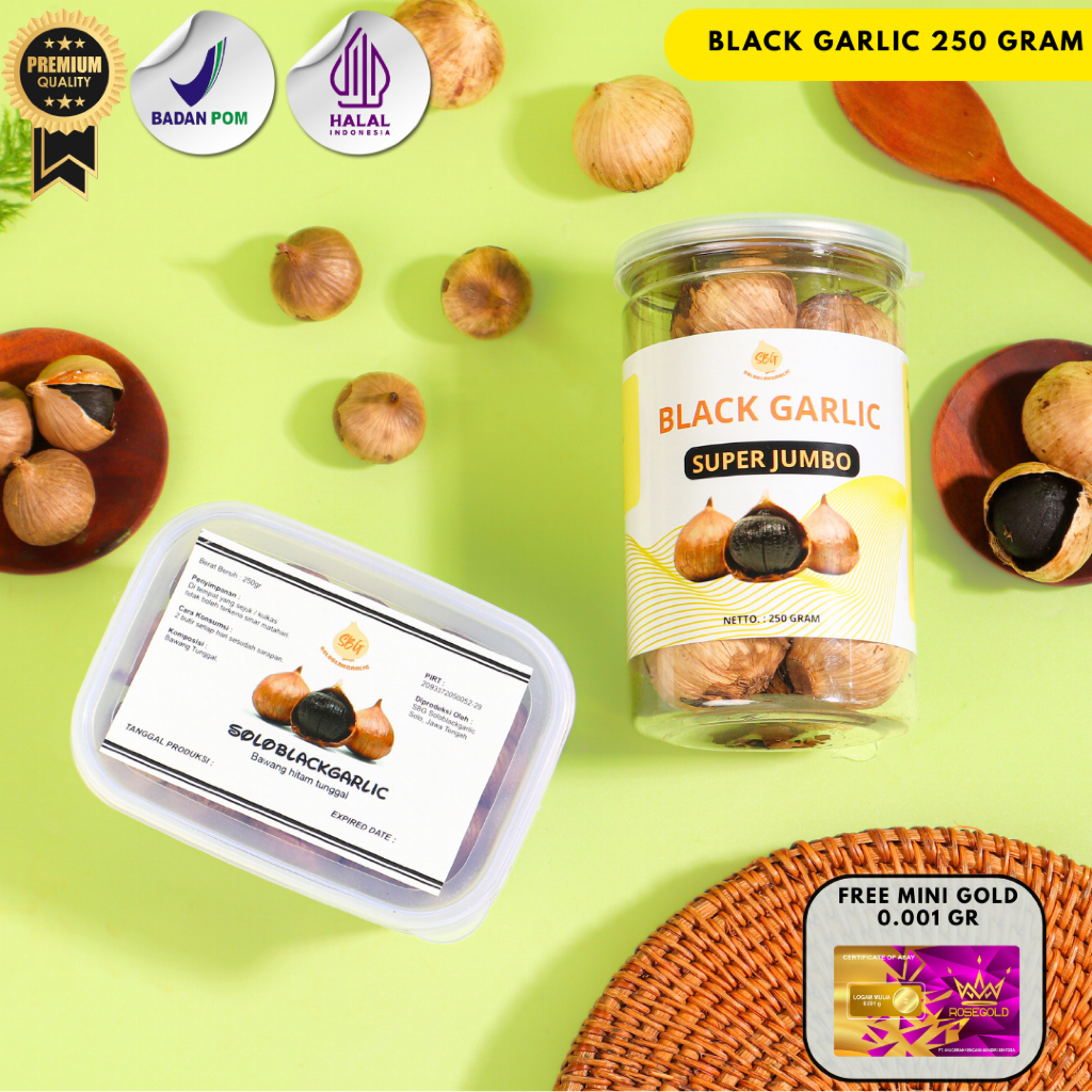 SBG Black Garlic Solo Bawang Hitam Tunggal Premium 250GRAM - Bawang Hitam Lanang
