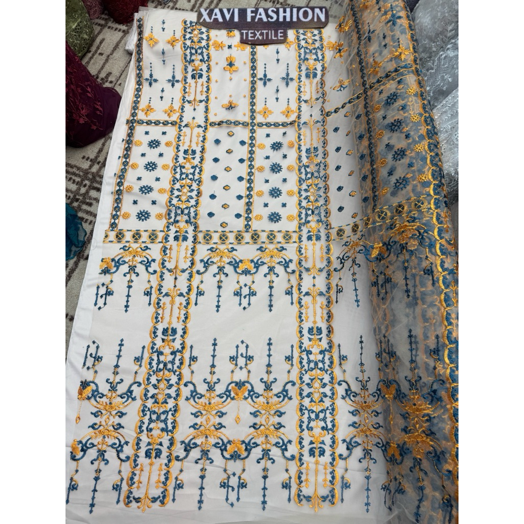 Kain Tille NEW Embroidery Etnik Motif|| Harga Per Setengah Meter (50 cm)