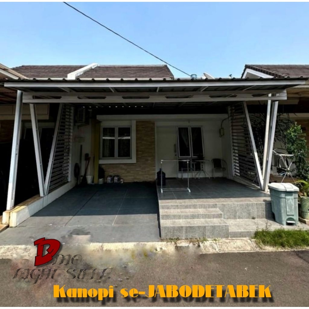 Kanopi Atap Spandek Polos 0,30mm Rangka Baja Ringan 0,75mm Minimalis Besi