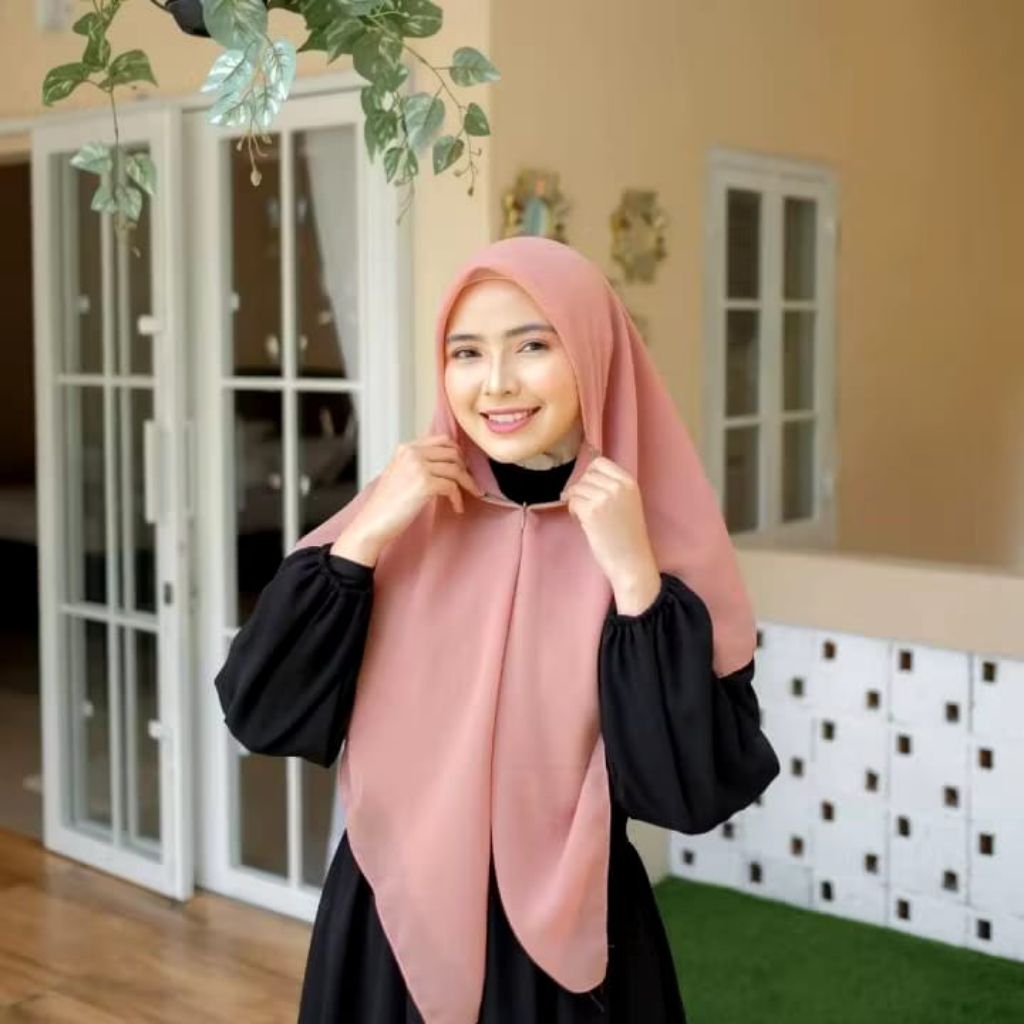 Hijab Instan Segi Empat Zipper Resleting Jepang
