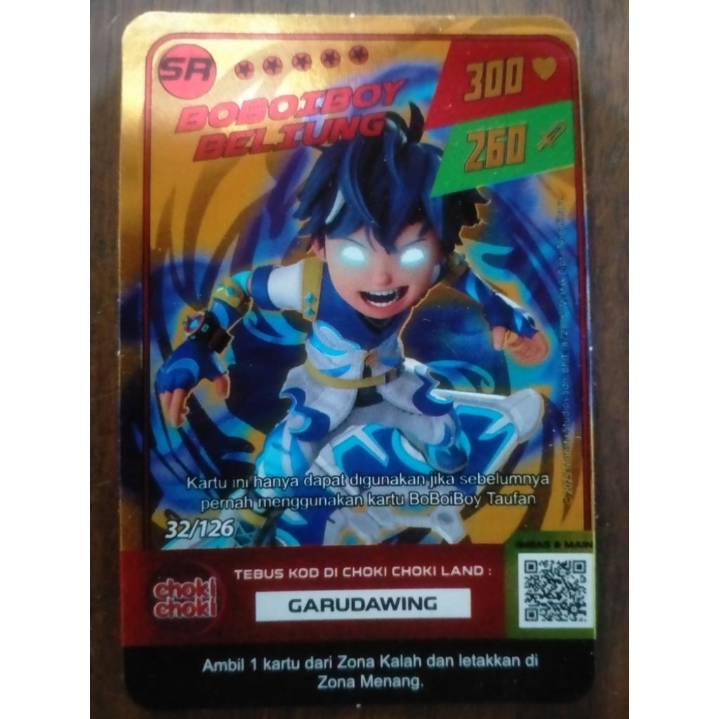 Kartu secret SR Choki Choki Boboiboy Beliung Galaxy Monsta