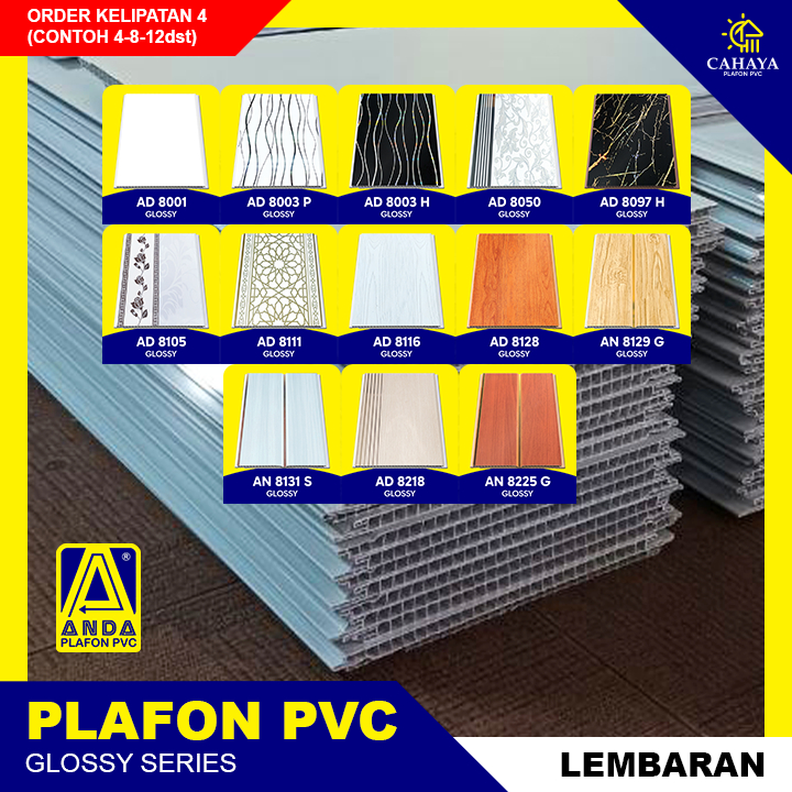Plafon Pvc Glossy Lembaran 8mm Premium Motif Pilihan