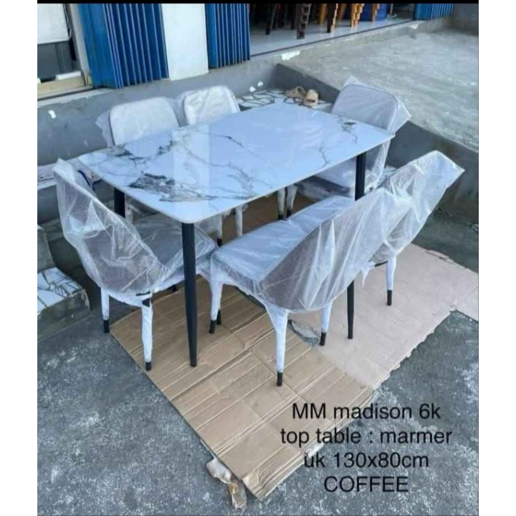 meja makan 6 kursi granit