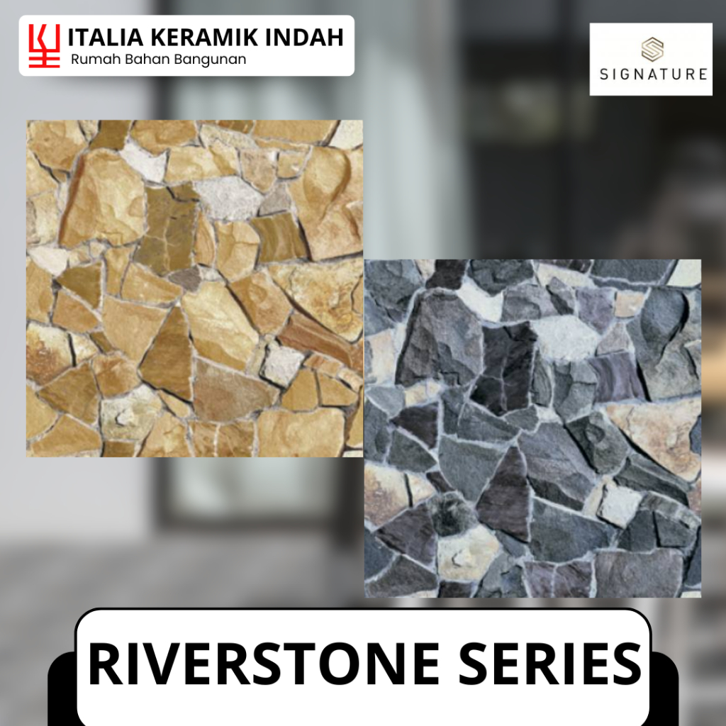 Keramik Lantai Motif Batu Alam Signature Riverstone Series 40x40 KW 1