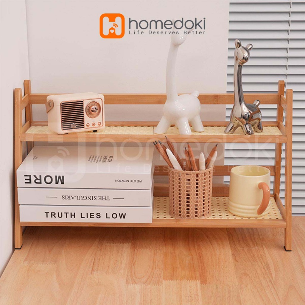 Homedoki bambu - Rak Meja Kayu / Rak Susun Serbaguna / Rak Kayu Susun / Rak Kayu Aesthetic/Rak Penyi