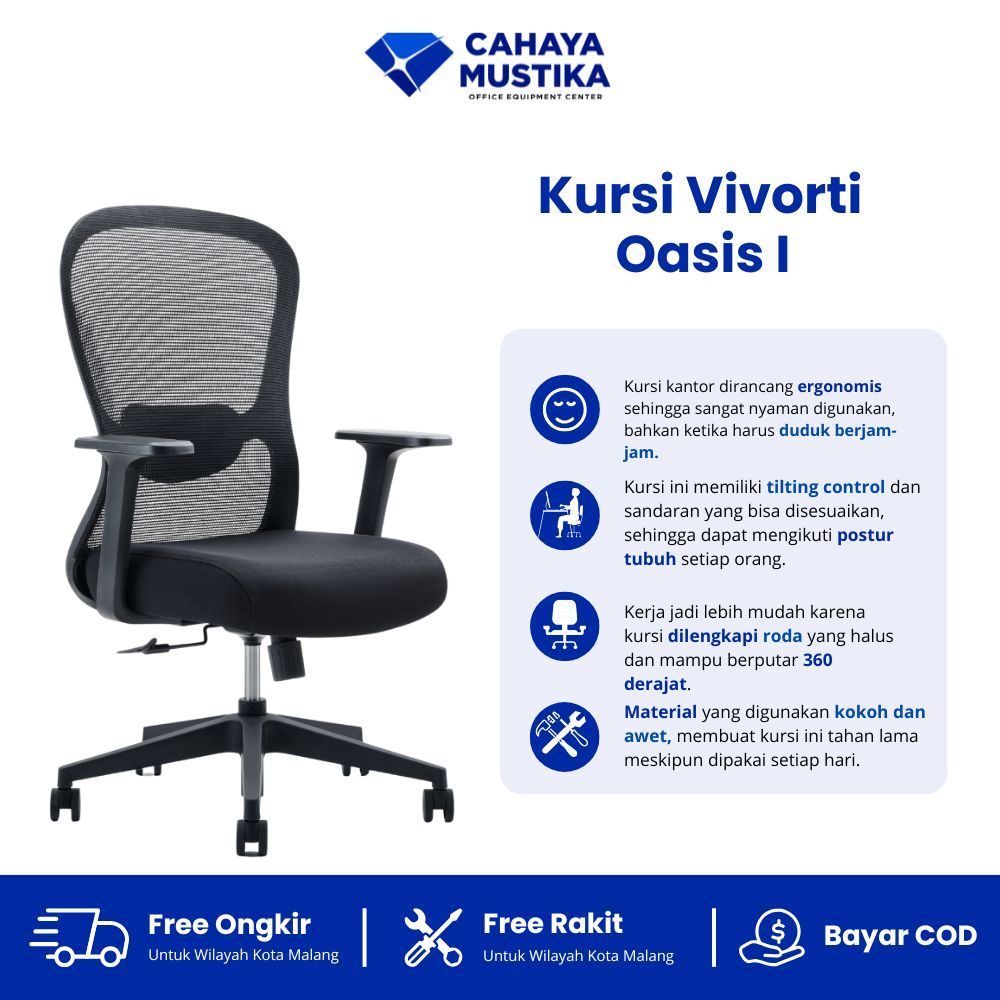 Kursi Kerja Putar/Kursi Kerja Kantor Empuk/Kursi Kantor Putar Empuk Vivorti Oasis I