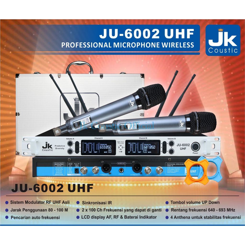Microphone Wireless JU 6002 HH Jk Coustic Mic wireless ju-6002