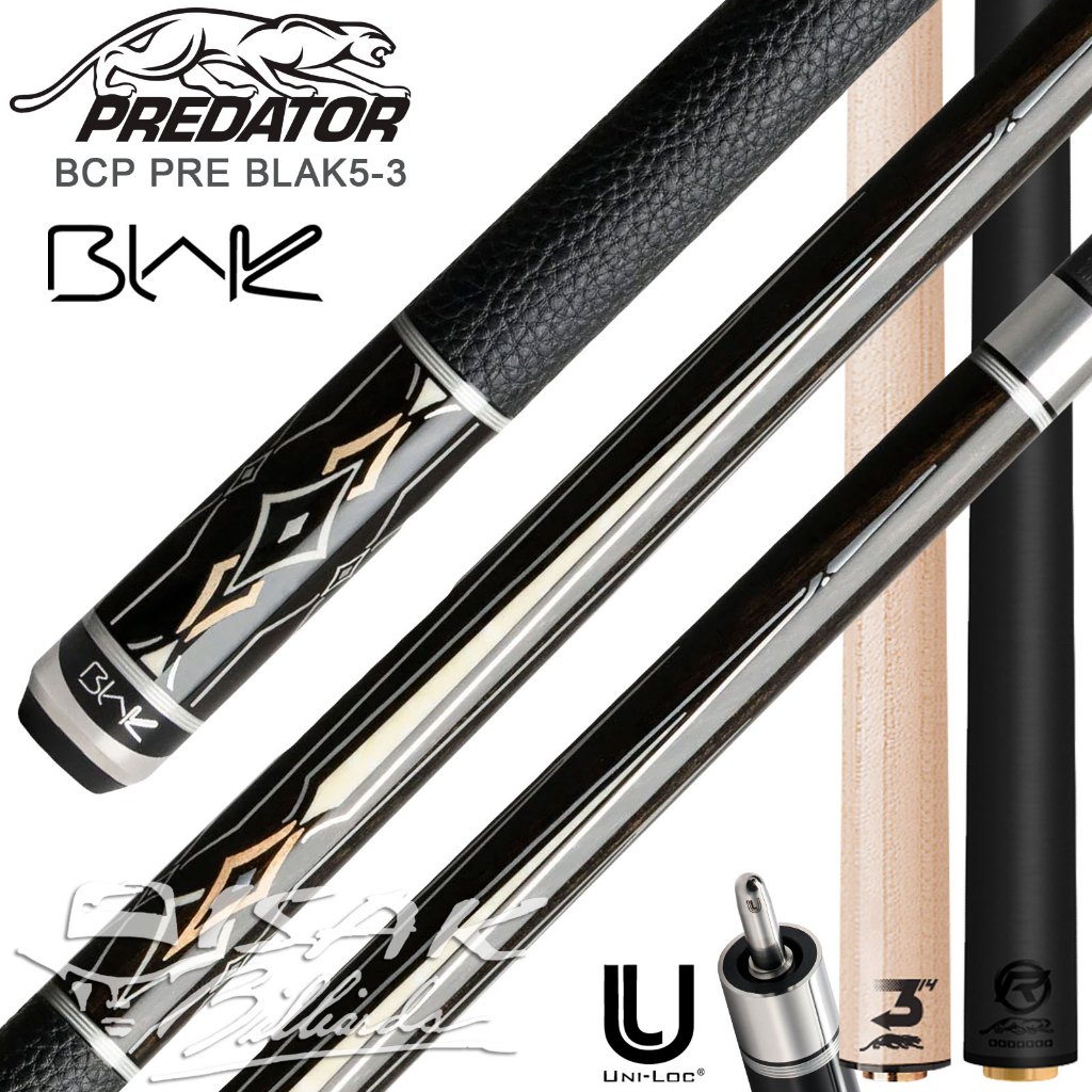 Predator Blak5-3 Pool Cue - Revo Carbon 314-3 Maple Shaft low Deflection