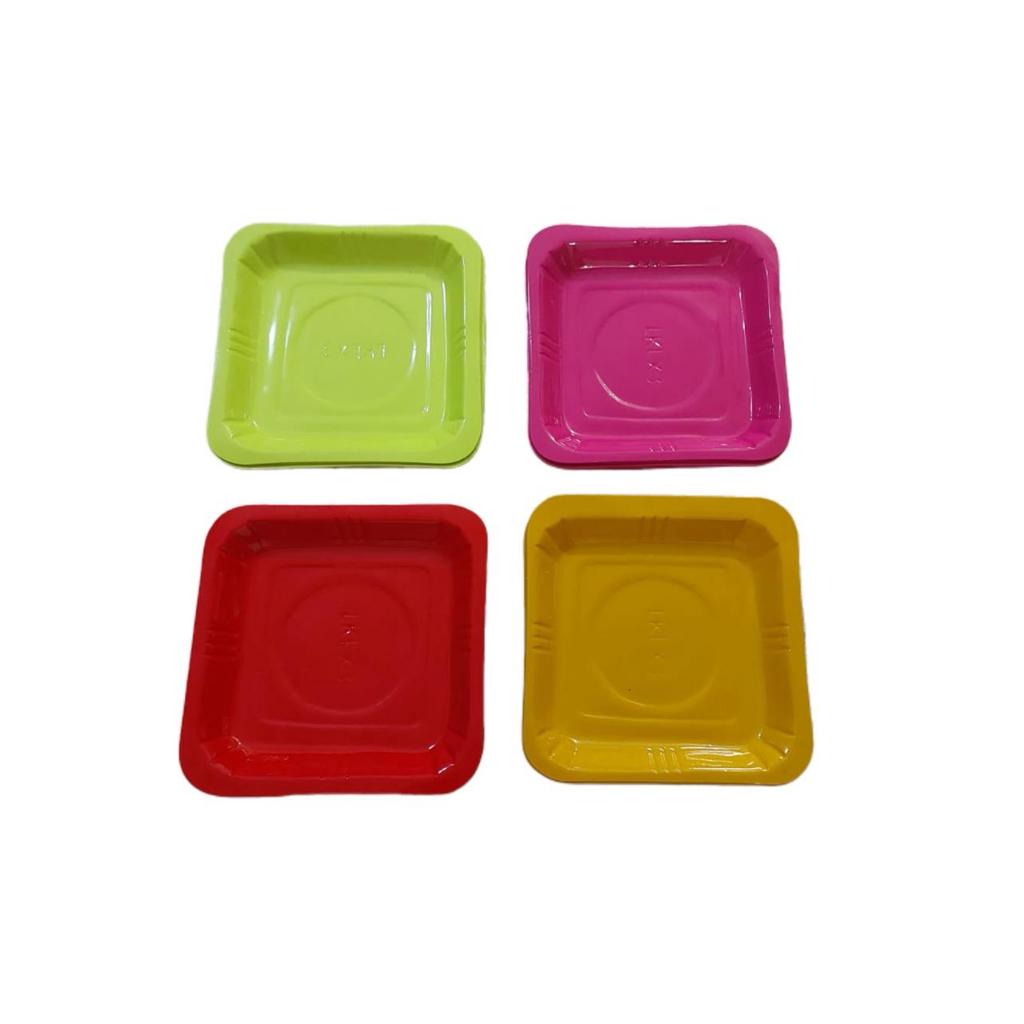 Piring Plastik Kue Persegi 20 Pcs /Piring Plastik Kue Warna