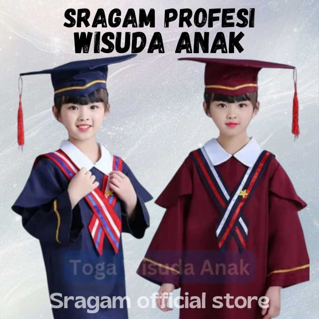 SRAGAM - Baju Seragam Wisuda Toga Anak TK PAUD Model Korea komplit topi selongsong