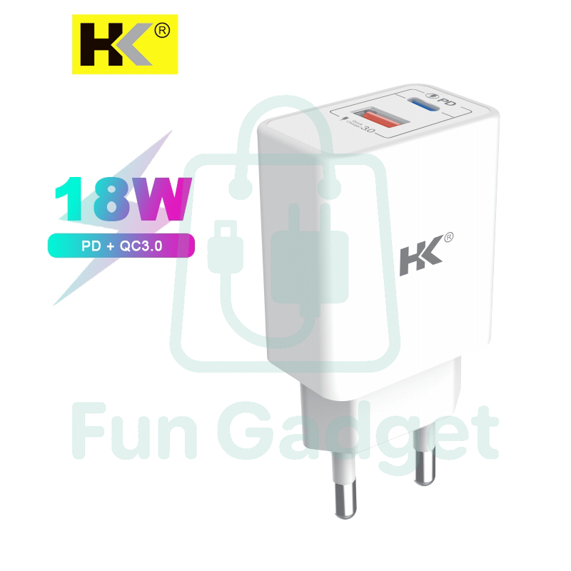 Adapter Charger HK PD-202 Fast Charging PD + QC3.0 18W Wall Charger