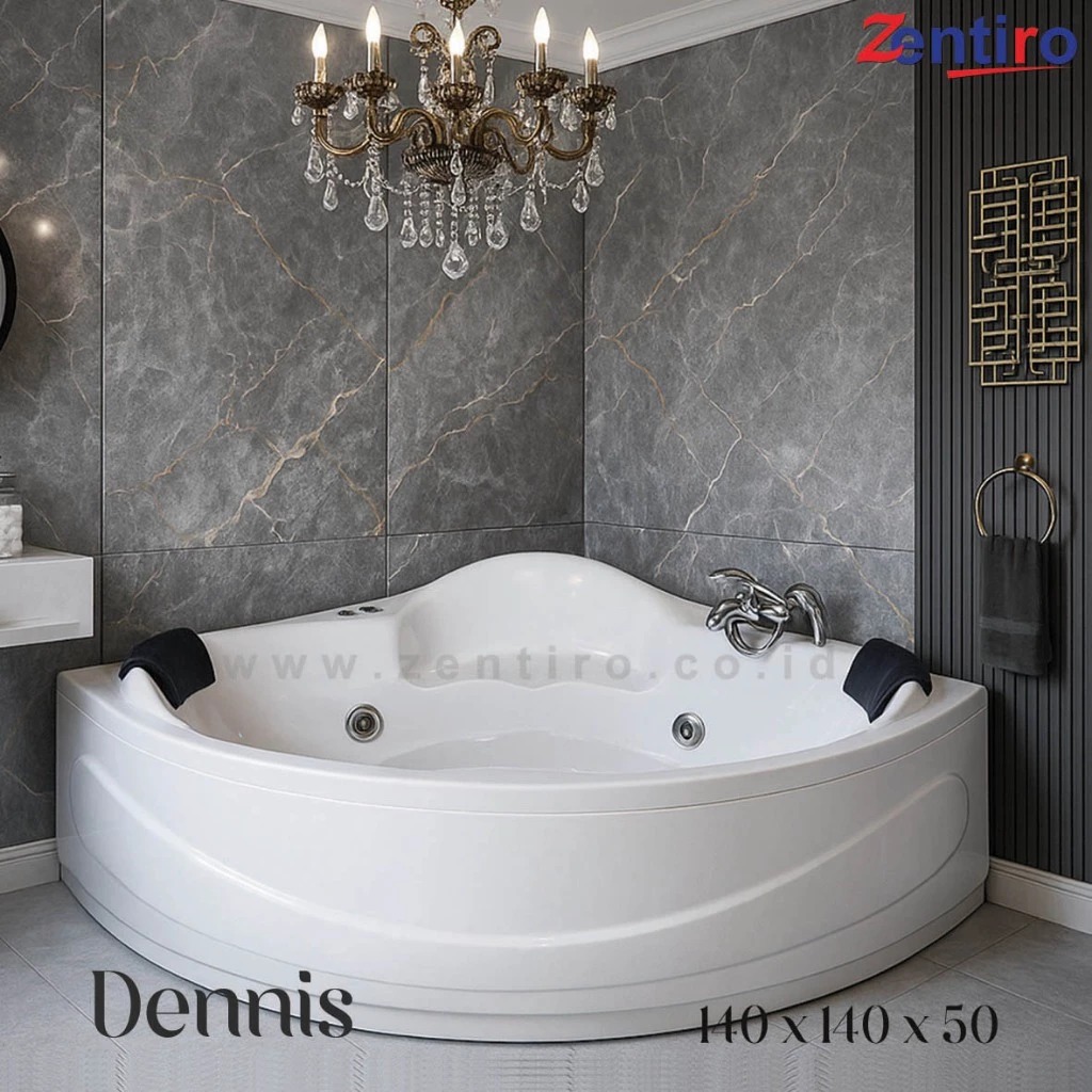 ZENTIRO Bathtub Jacuzzi Sudut Denisse | Bathtub Whirlpool Marble 140