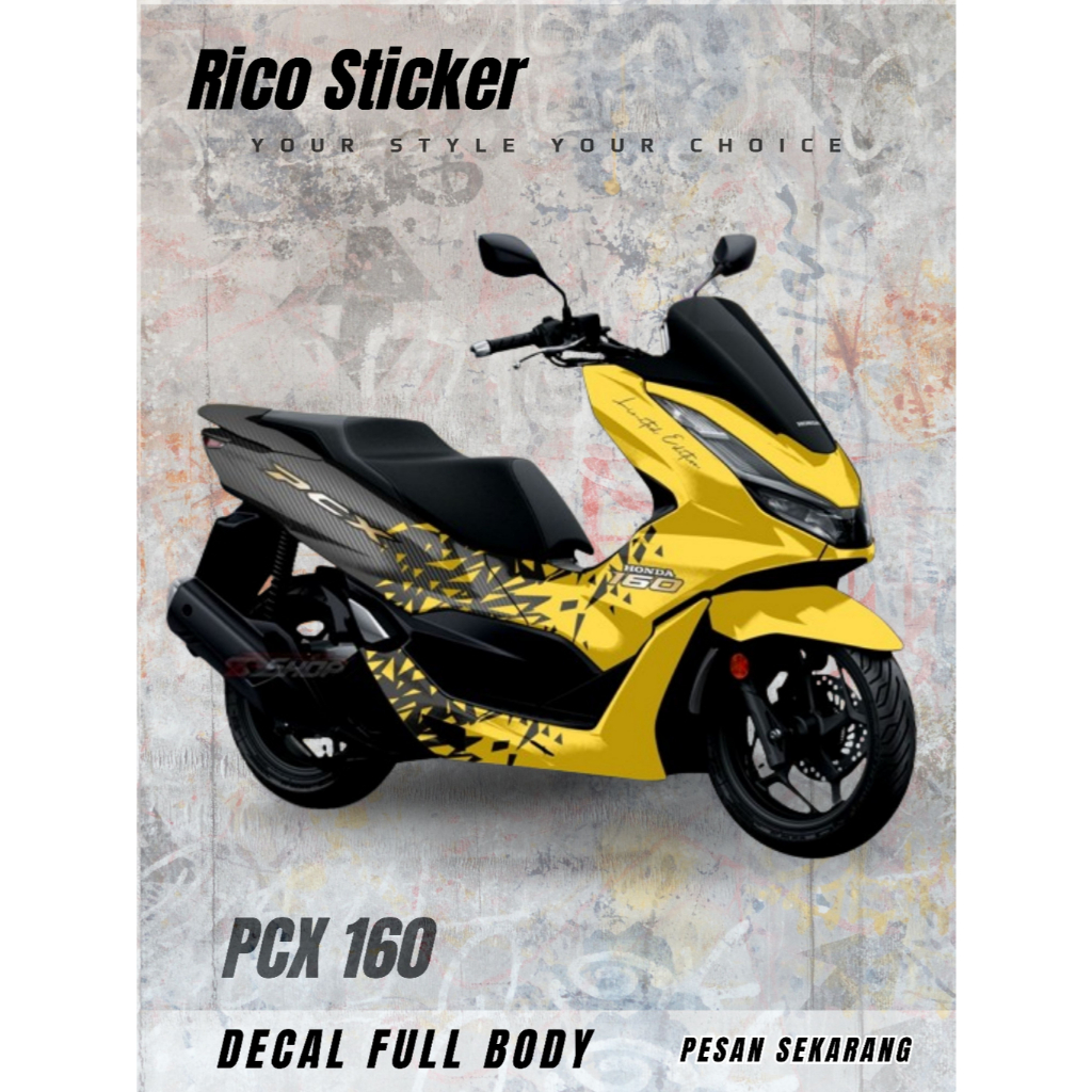 Sticker Decal Full Body PCX160 2025 Motif Carbon FullBody terbaru