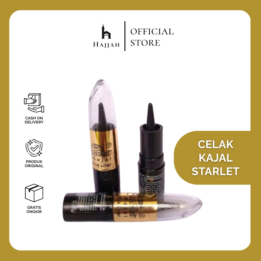 Celak Mata Kajal Starlet, Celak Arab Hitam Eyeliner, Celak Mata Starlet Waterproof, Celak Starlet Hi