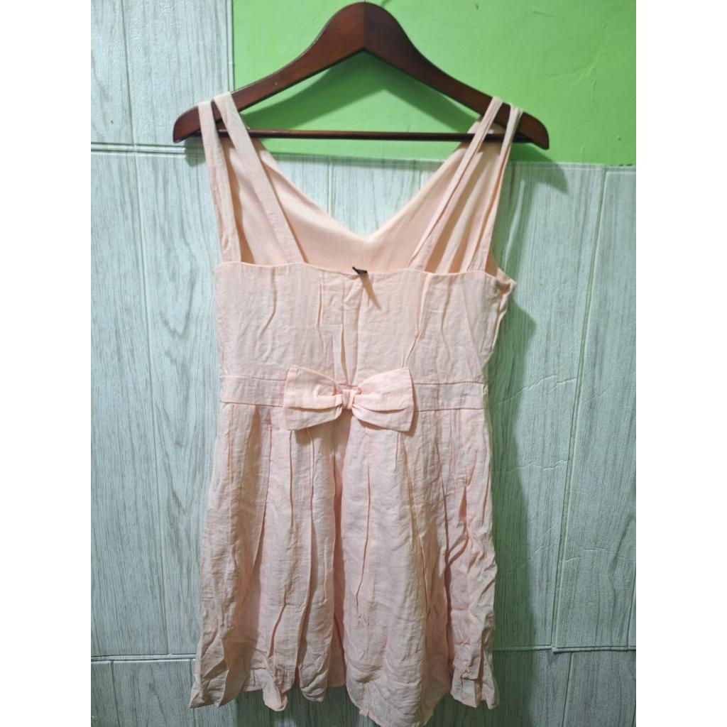 Preloved Mini Dress Pink Wanita Elegan / Dress Pendek Pita Belakang / Gaun Pesta Kondangan Cantik Se