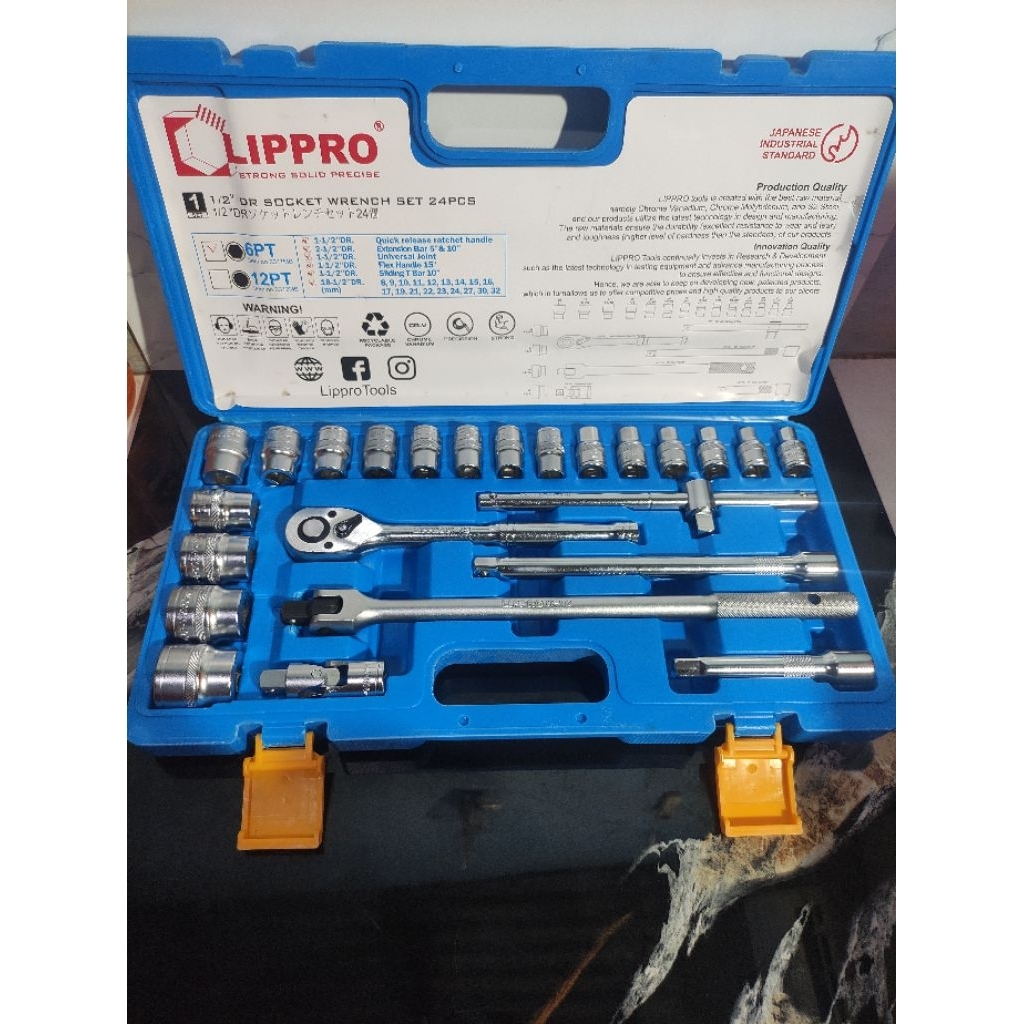 LIPPRO Kunci Sok set 22 pcs 1/2" - Socket set