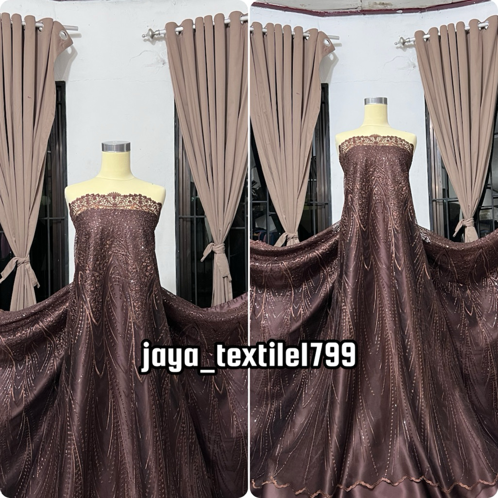Termurah  Kain tile Payet Bordir Prada/ Tile payet Spangel / Bahan brokat kebaya