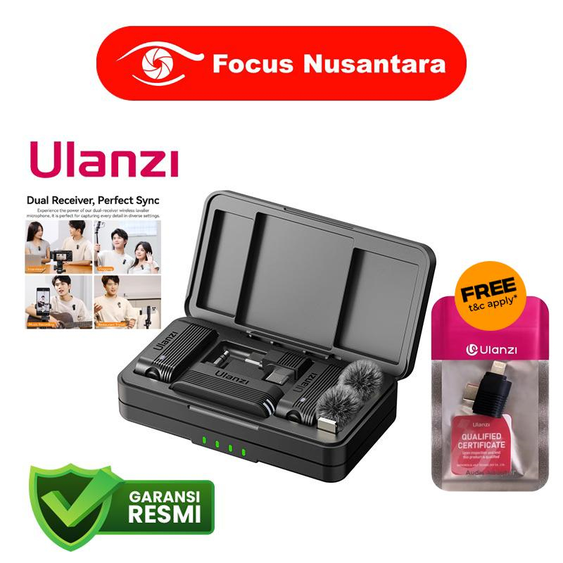 ULANZI A100 2-Person Wireless Lavalier Microphone System with Charging Case for Camera & Smartphone
