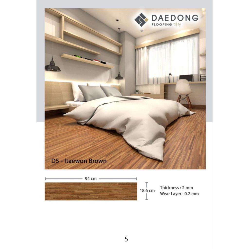 vinyl lantai 2mm daedong motif kayu per box