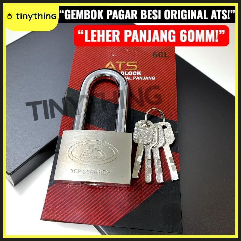 ATS Gembok 60 Panjang Pagar Gembok Pintu Rumah Leher Panjang 60mm ATS Kunci Gembok Pintu Pagar Rumah