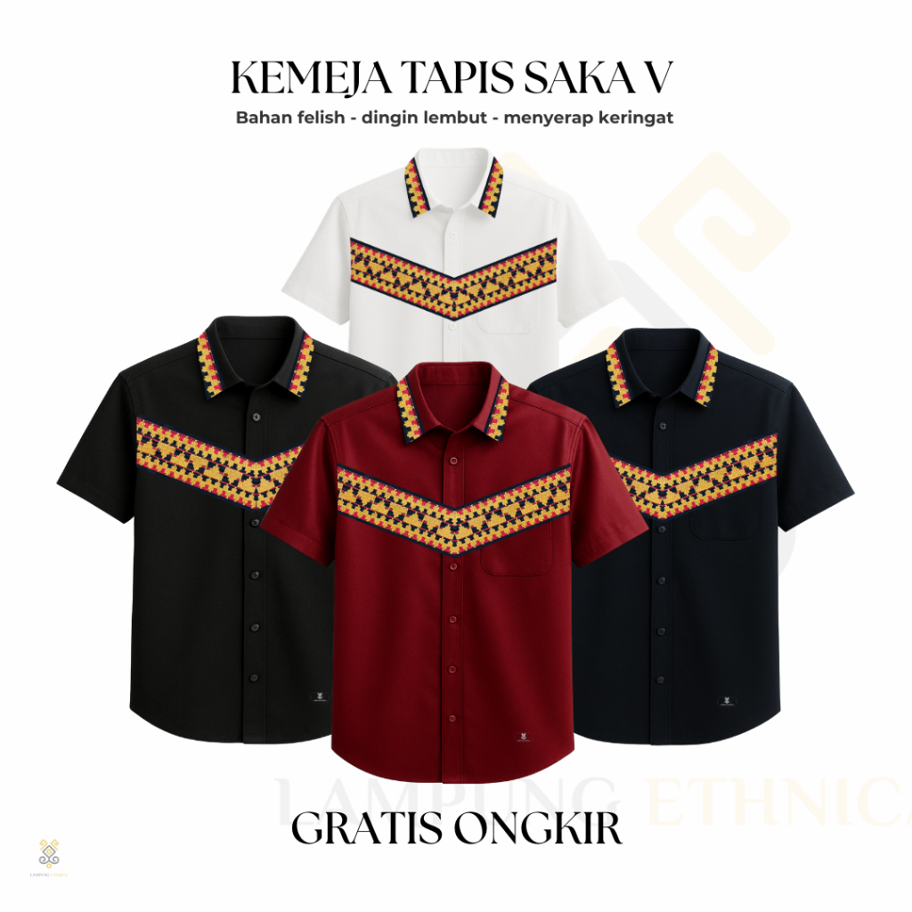 KEMEJA SULAM TAPIS LAMPUNG SAKA V - KEMEJA TAPIS LAMPUNG - KEMEJA PRIA LAMPUNG - KEMEJA TAPIS PRIA -