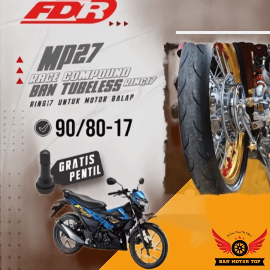 Ban Motor RACE COMPOUND FDR SPORT MP27 Ring 17 90/80-17 Tubeless Soft Compound Satria Fu Vixion Depa