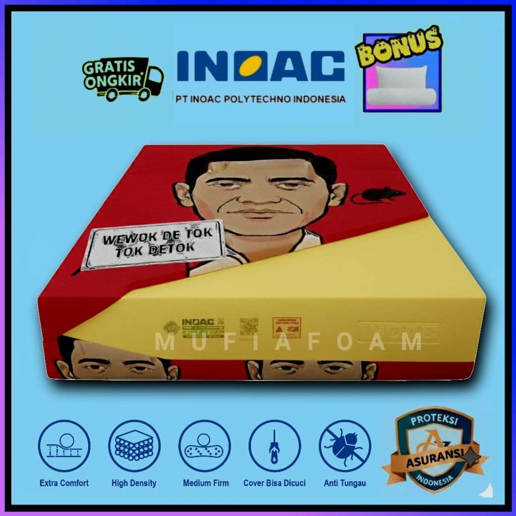 PROMO‼️ Kasurbusa INOAC EPV D16 YELLOW Asli Anti Kempes Bergaransi Bonus Bantal & Guling