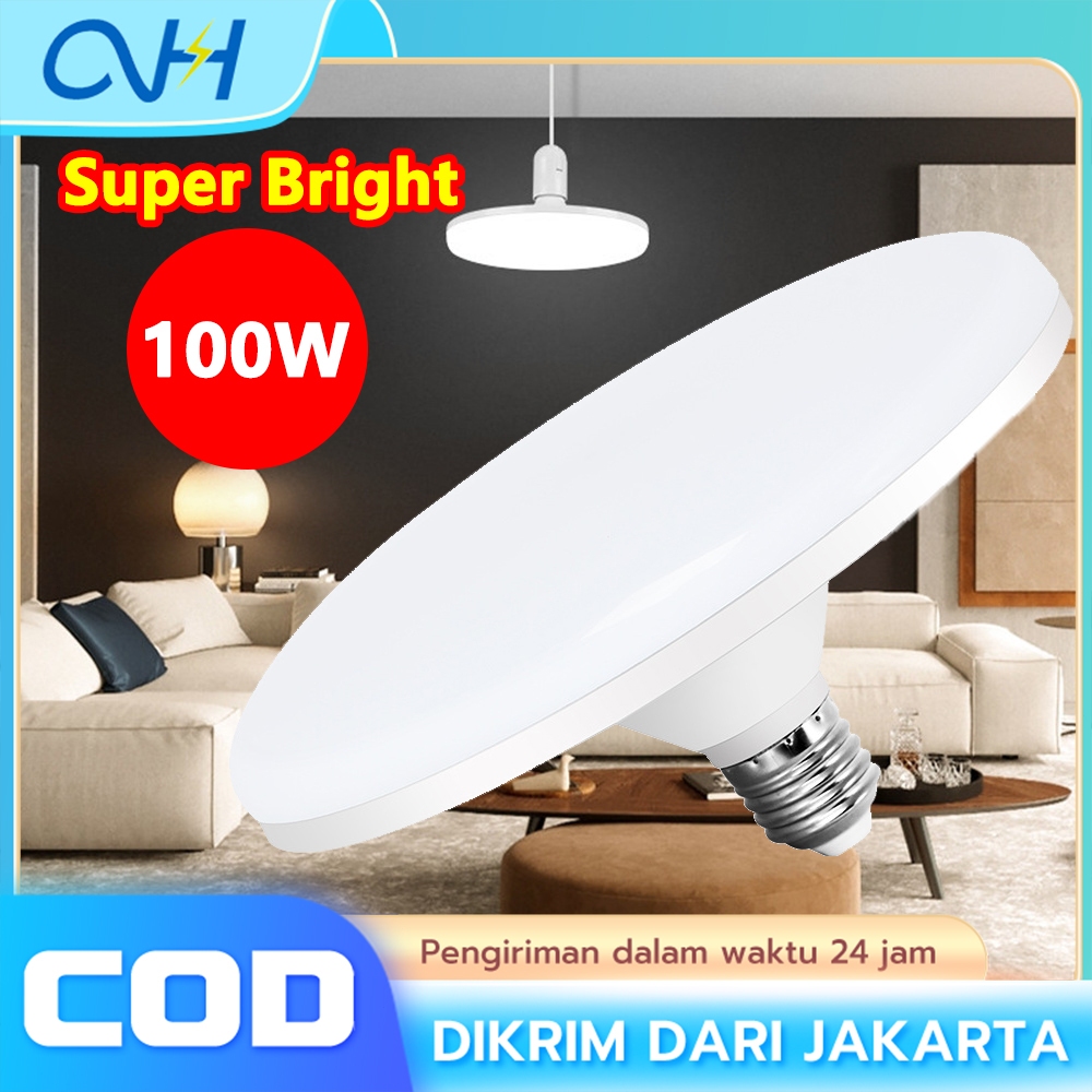 220V E27 Lampu LED Super Terang 20W 30W 40W 60W 100W UFO Lampu LED Lampu Meja Penerangan Putih Hanga