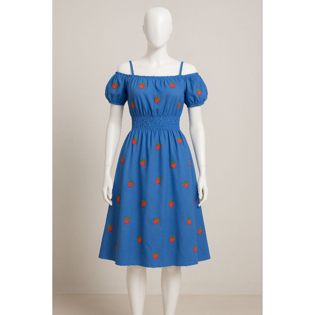 NEW ARRIVAL DRESS SMOKE SABRINA STRAWBERRY IMPORT SUPER PREMIUM ANAK PEREMPUAN USIA 7 8 9 10 11 12 T