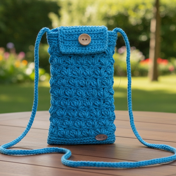 Premium Tas HP Rajut Star Stitch / Dompet HP Selempang Tali Panjang Vintage Elegant Crocheted Pouch