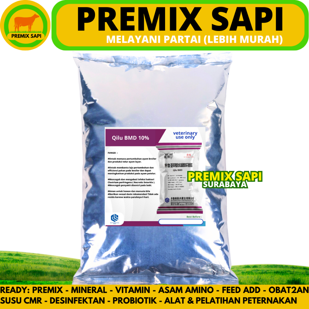 QILU BMD 10% - AGP Ayam Pemacu Pertumbuhan & Penggemukan Ayam Broiler Pedaging & Ayam Petelur Layer